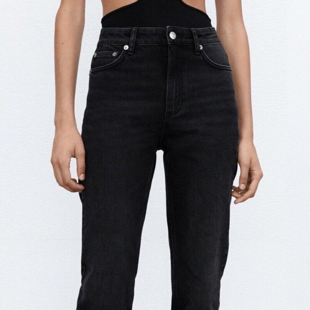 Zara Black Jeans with Split Hem